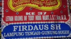 Firdaus,S.H., Putra Daerah Gunung Sugih Lampung Tengah Beri Ucapan Selamat Ulang Tahun kepada Letkol Teddy Indra Wijaya, M.Si. Sekretaris Kabinet Republik Indonesia